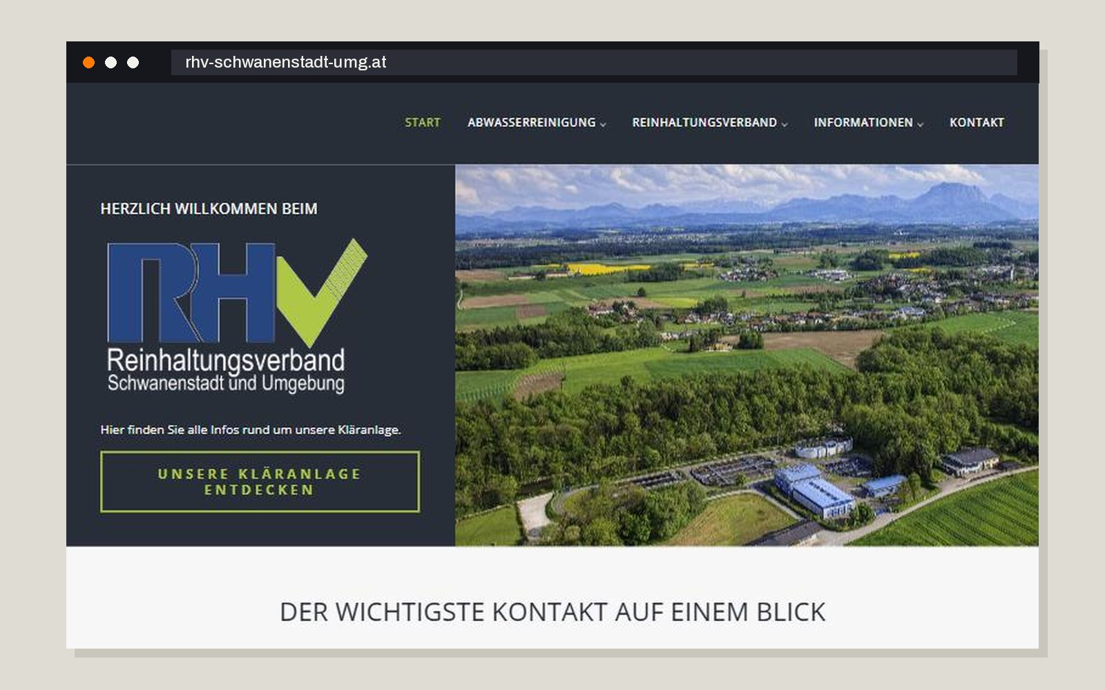 Webseite des Reinhaltungsverbands Schwanenstadt