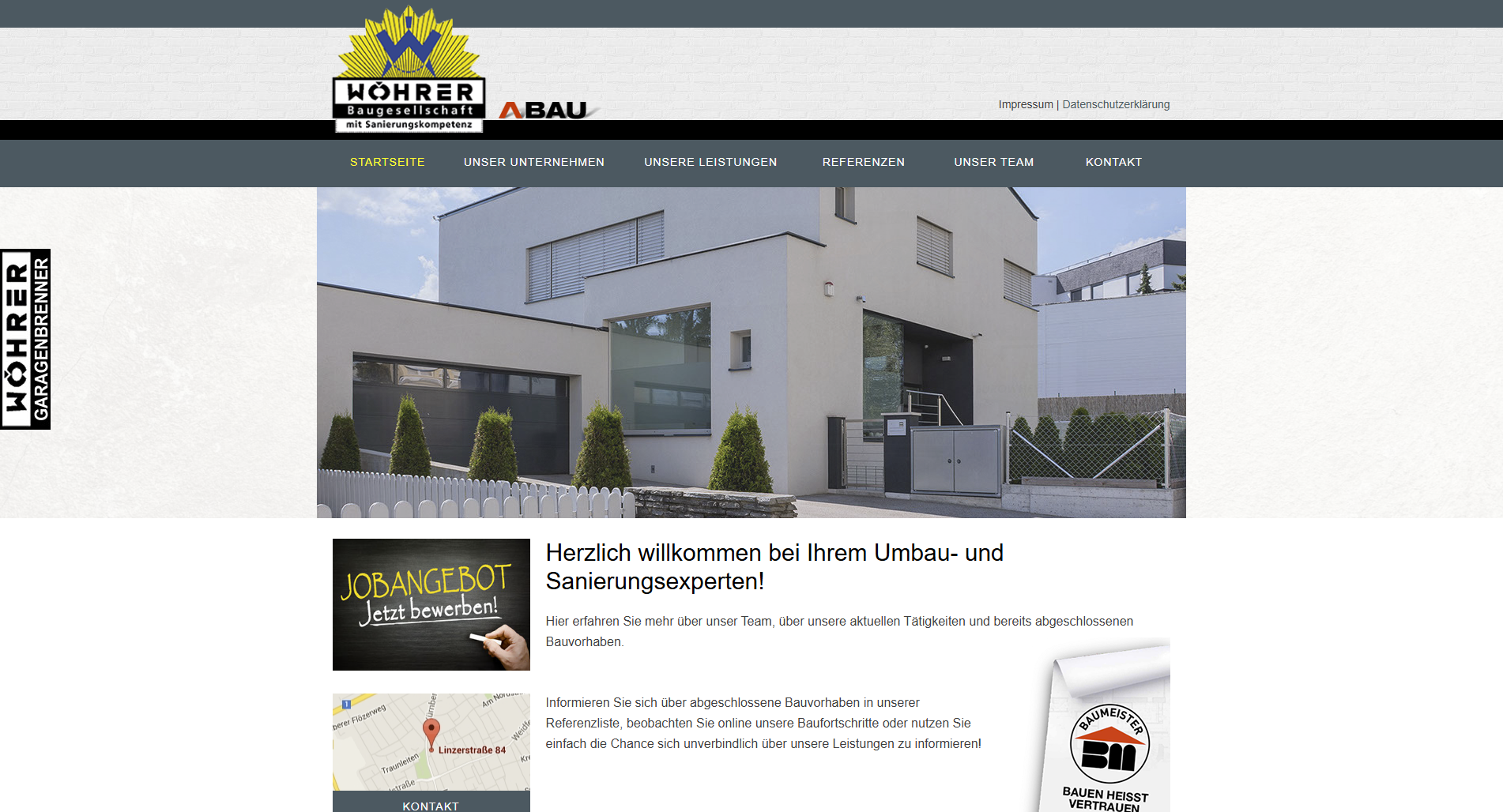 Webseite der Wöhrer Baugesellschaft